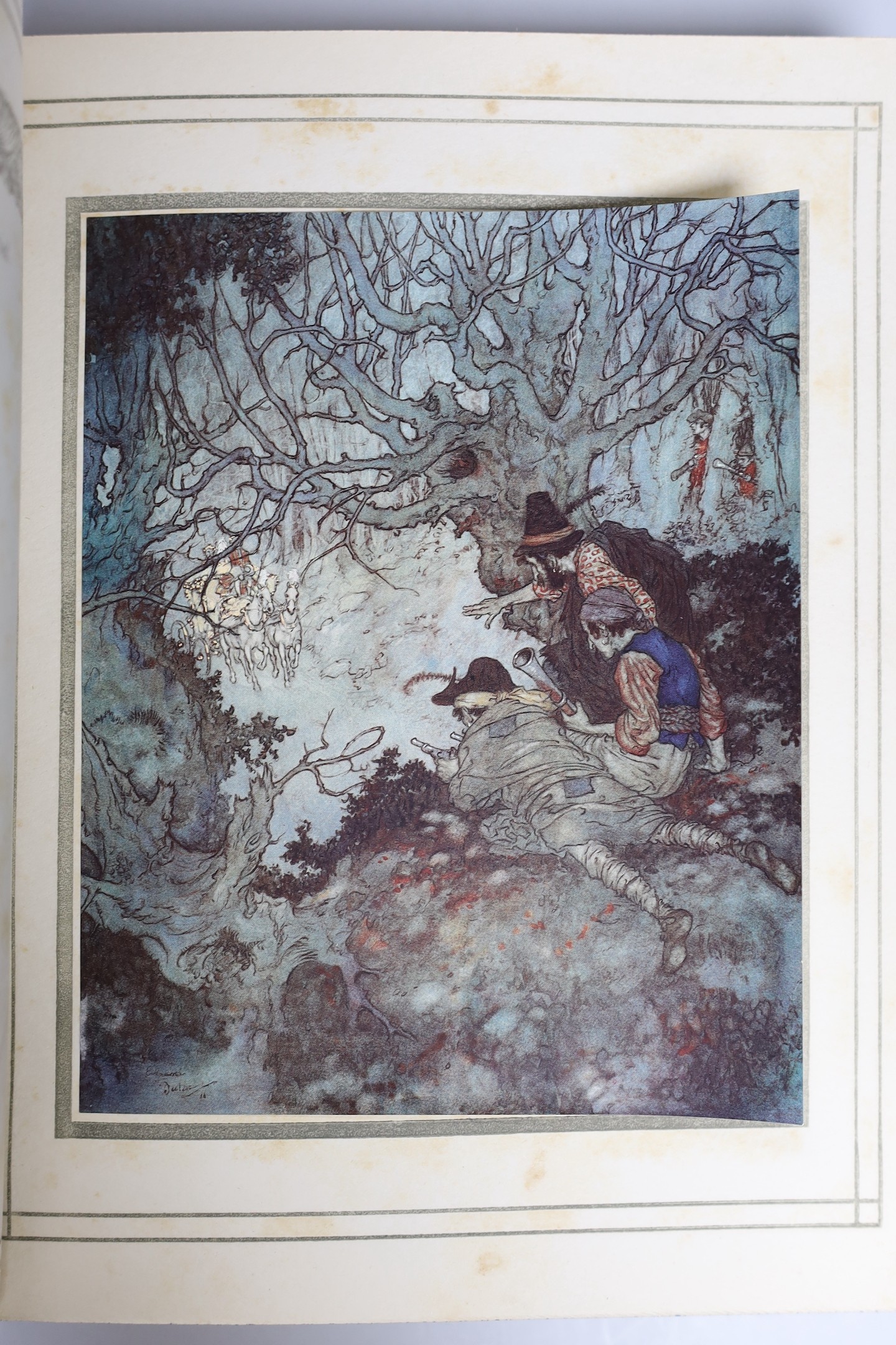 Dulac, Edmund (illustrator) - Stories from Hans Andersen, with 28 tipped-in colour plates, in later fine Art Deco brown morocco binding gilt with renewed end papers, Hodder and Stoughton, London, [1911]